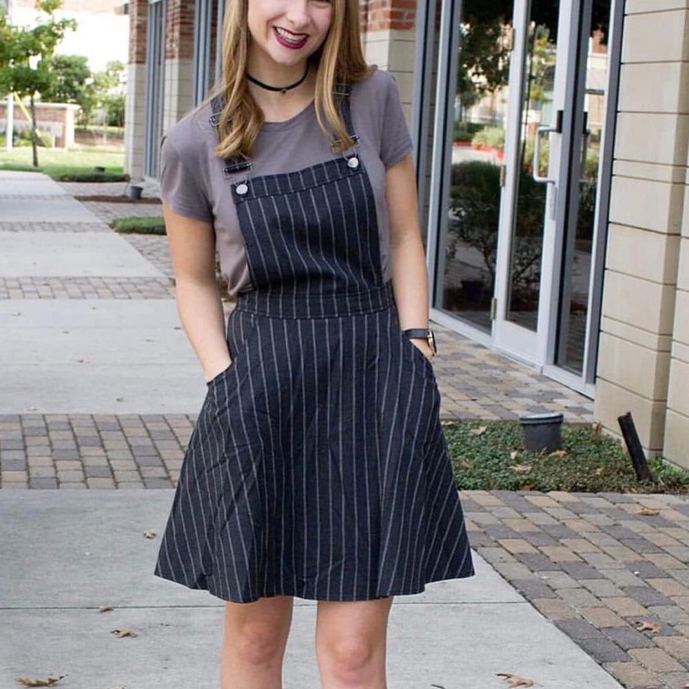 Striped overall dress